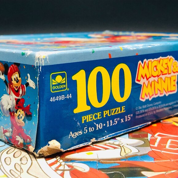 Vintage 90s Mickey Minnie Mouse Football Cheerleader Puzzle: 100 pc Complete - Picture 7 of 10